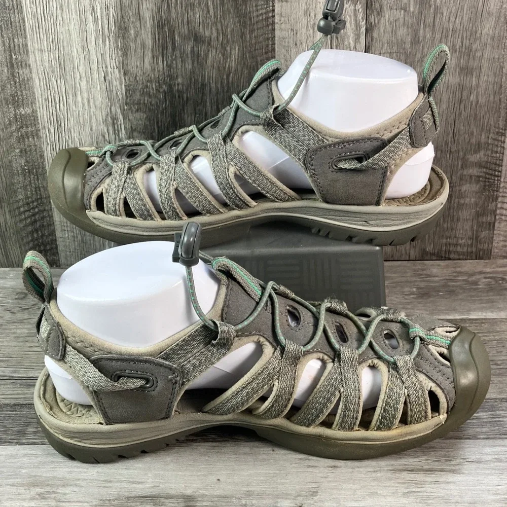 Keen Whisper Womens Gray Teal Waterproof Hiking Sport Sandals 1022814 Size 8.5